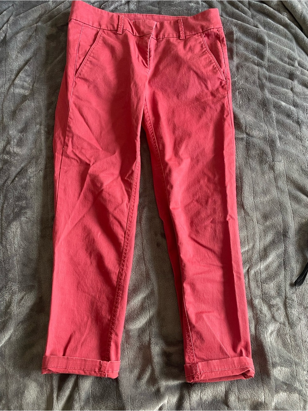 LOFT Rust Red Casual Pants with Low Waist and Cuffed Hem